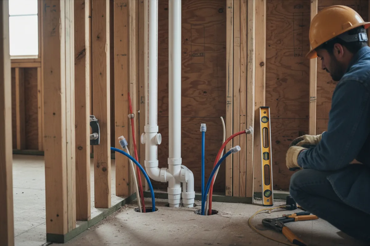 Drain and supply rough-in during Drain Cleaning in Cassatt