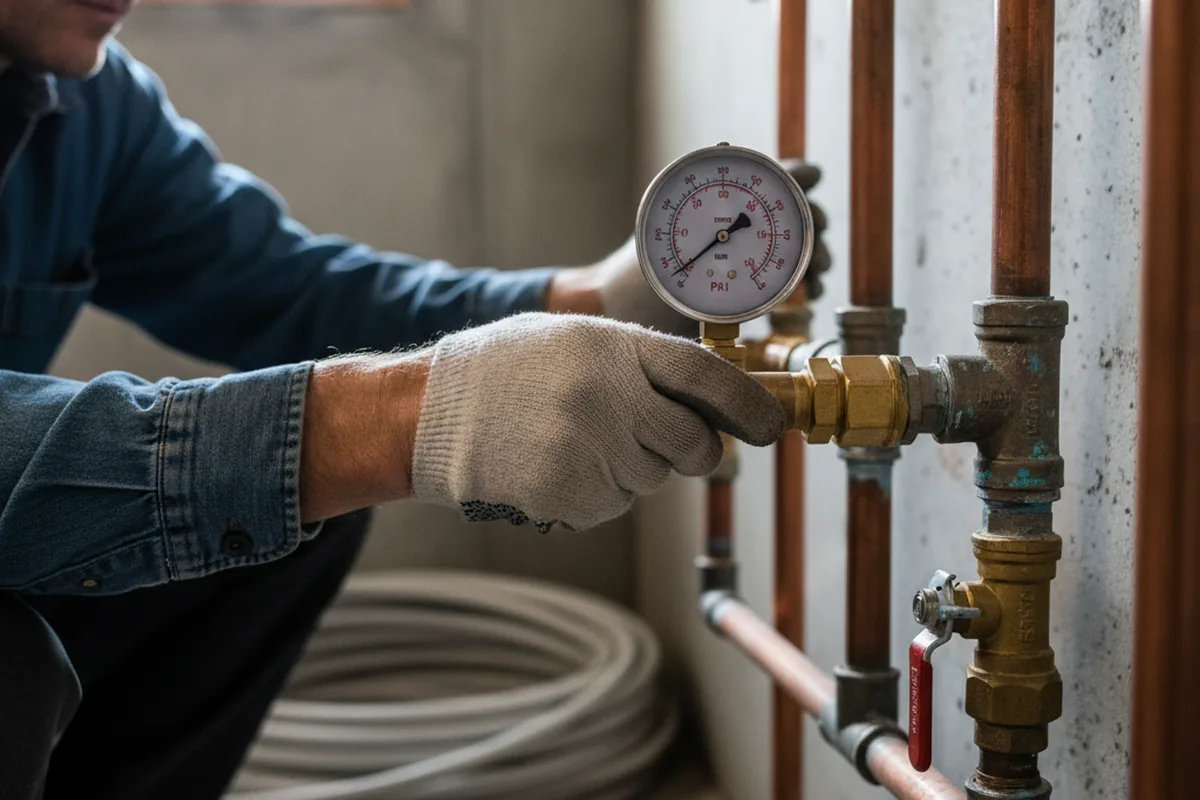 Pressure testing a repaired line during Water Line Repair in Cassatt